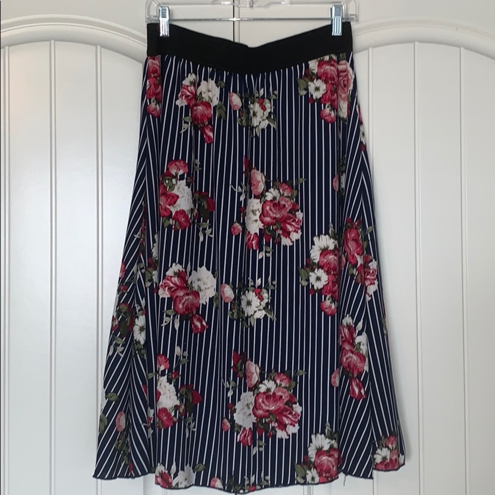 Lularoe floral stripe Lola Skirt